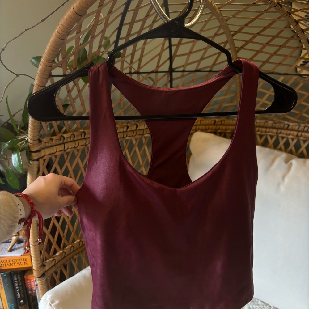 Fabletics Women's Burgundy Built In Bra Tank Top- Kourtney Kardashian